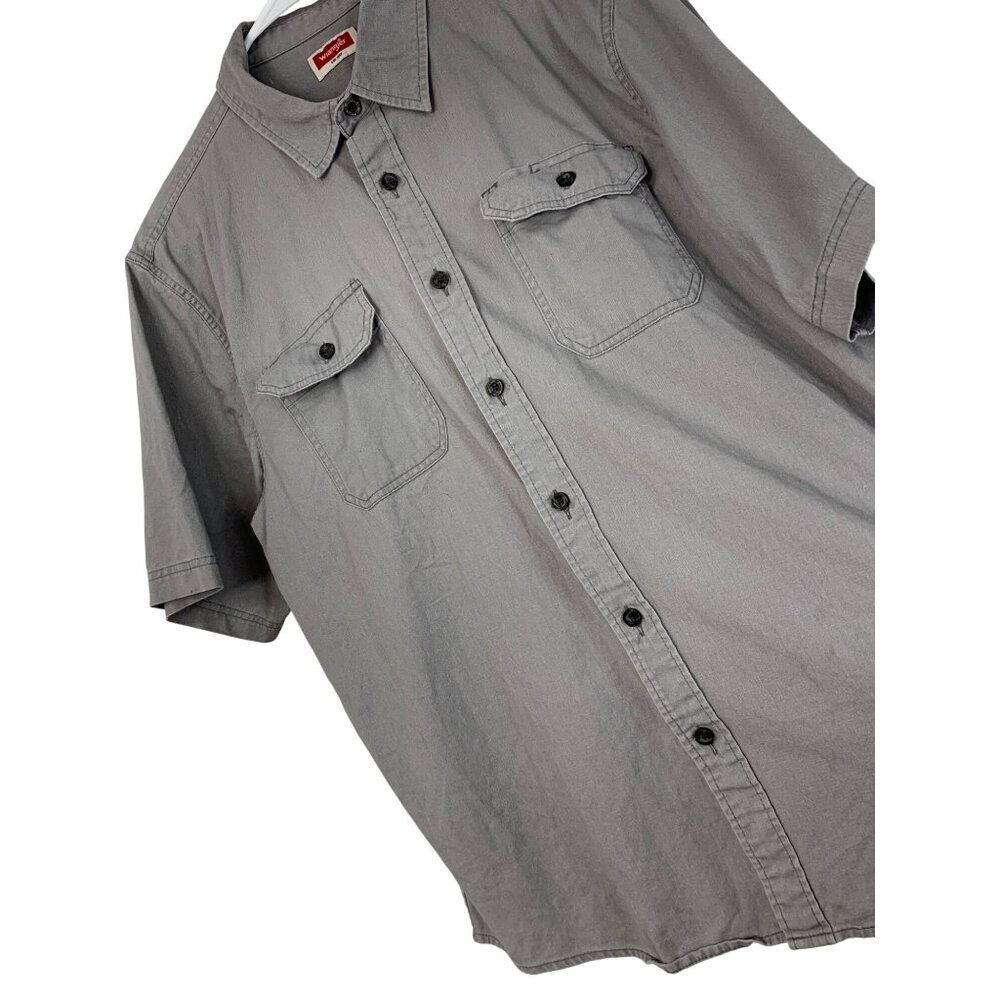 Wrangler flex Mens Gray Short-Sleeve Button-Up Shirt L/G western GUC 8853